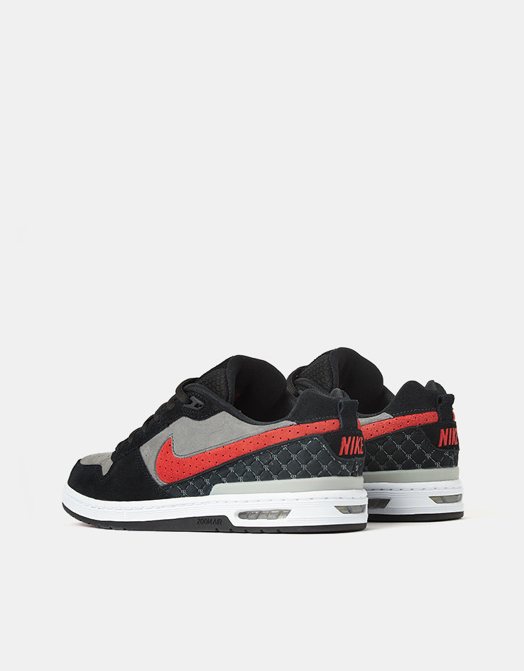 Nike SB Paul Rodriguez Zoom Air Low Skate Shoes - Black/Varsity Red-Flint Grey-Black