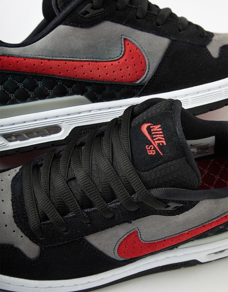 Nike SB Paul Rodriguez Zoom Air Low Skate Shoes - Black/Varsity Red-Flint Grey-Black