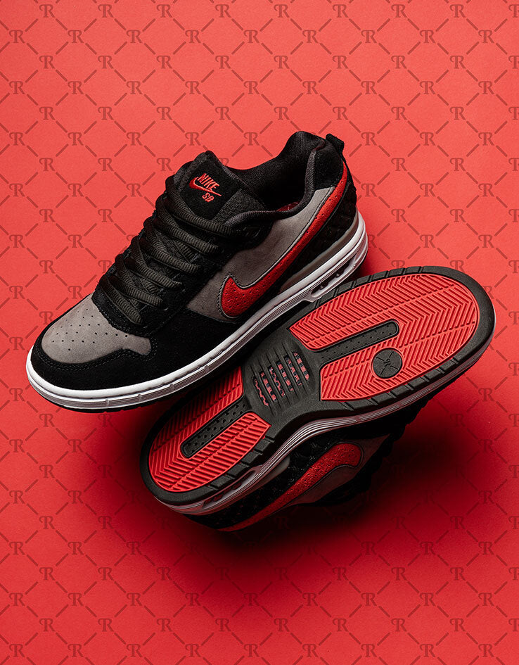 Nike SB Paul Rodriguez Zoom Air Low Skate Shoes - Black/Varsity Red-Flint Grey-Black