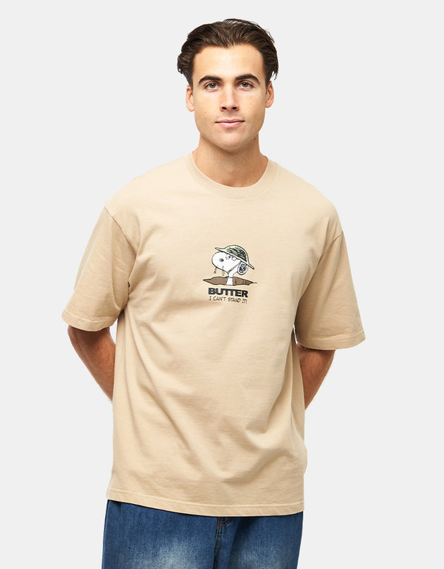 Butter Goods x Peanuts Can't Stand It T-Shirt - Washed Sandstone