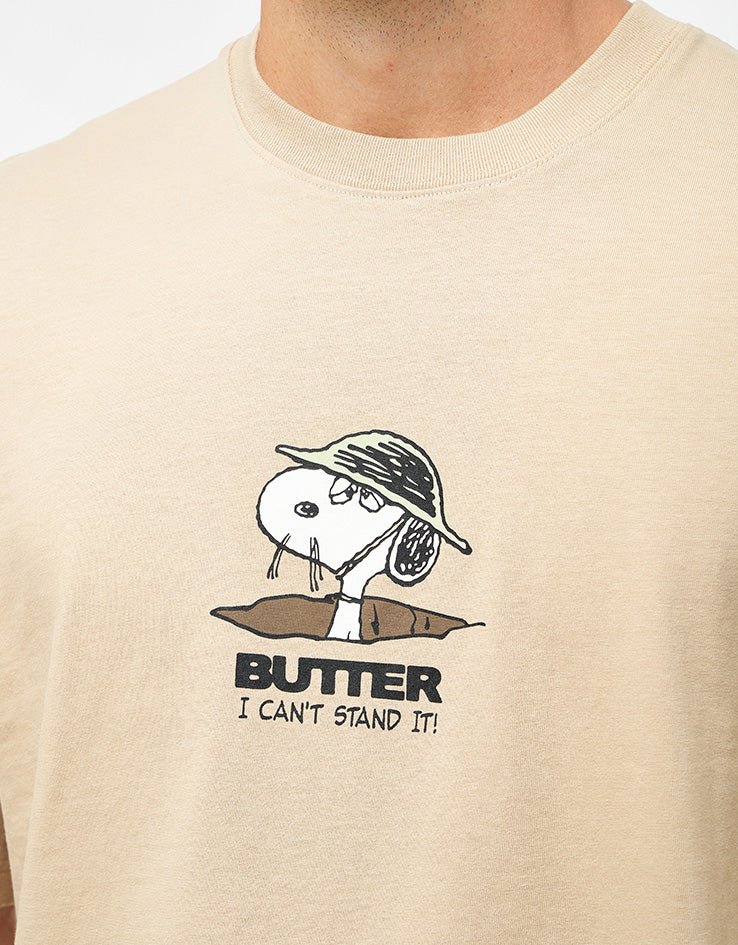 Butter Goods x Peanuts Can't Stand It T-Shirt - Washed Sandstone