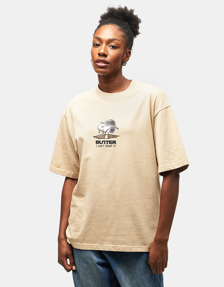 Butter Goods x Peanuts Can't Stand It T-Shirt - Washed Sandstone