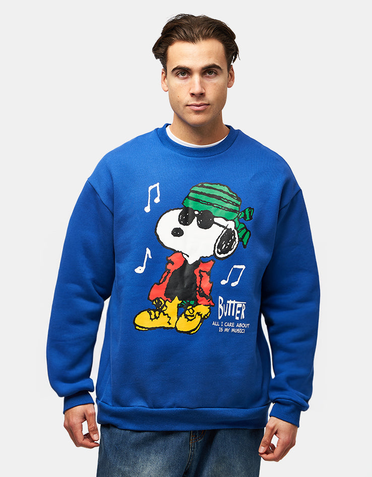 Butter Goods x Peanuts Music Crewneck - Royal