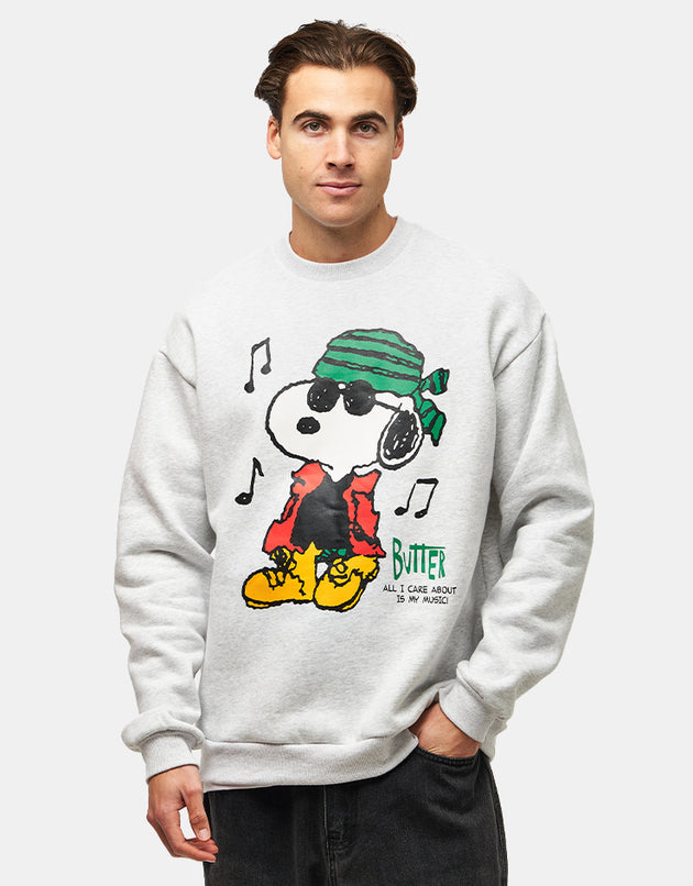 Butter Goods x Peanuts Music Crewneck - Ash