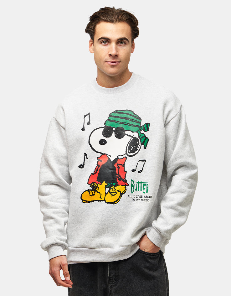 Butter Goods x Peanuts Music Crewneck - Ash