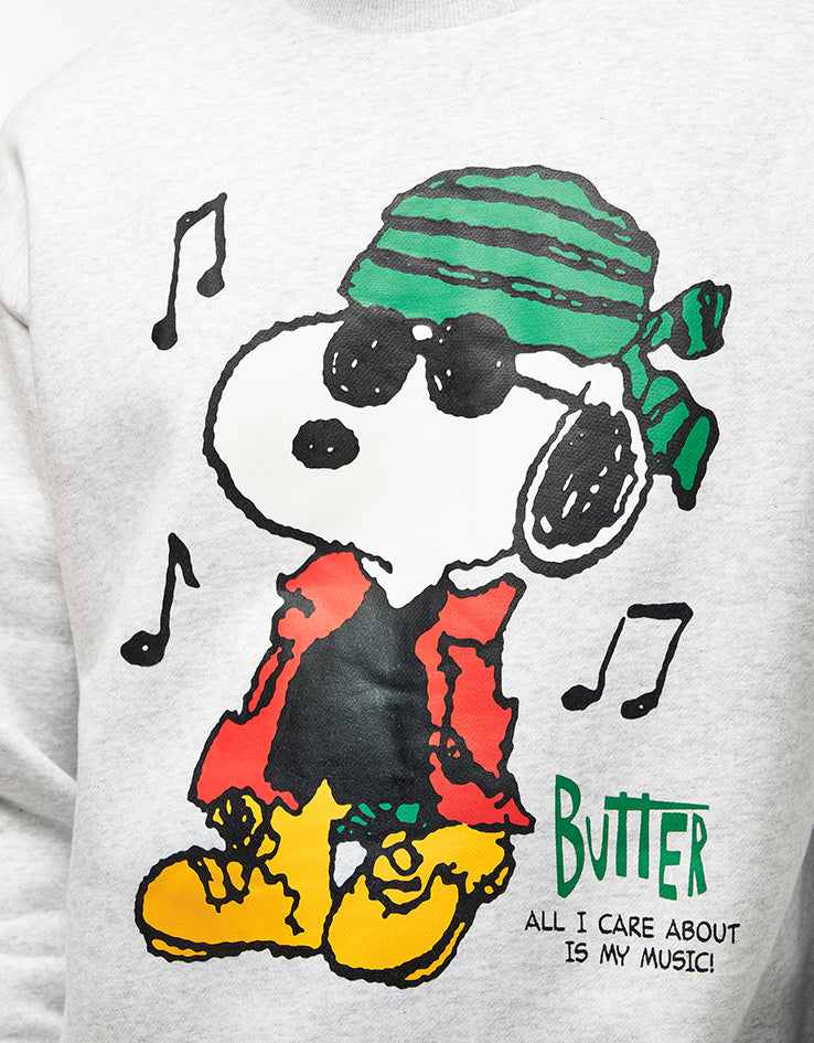 Butter Goods x Peanuts Music Crewneck - Ash