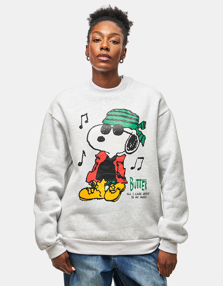 Butter Goods x Peanuts Music Crewneck - Ash