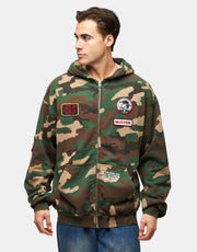 Butter Goods x Peanuts Patches Zip-Thru Hoodie - Washed Camo