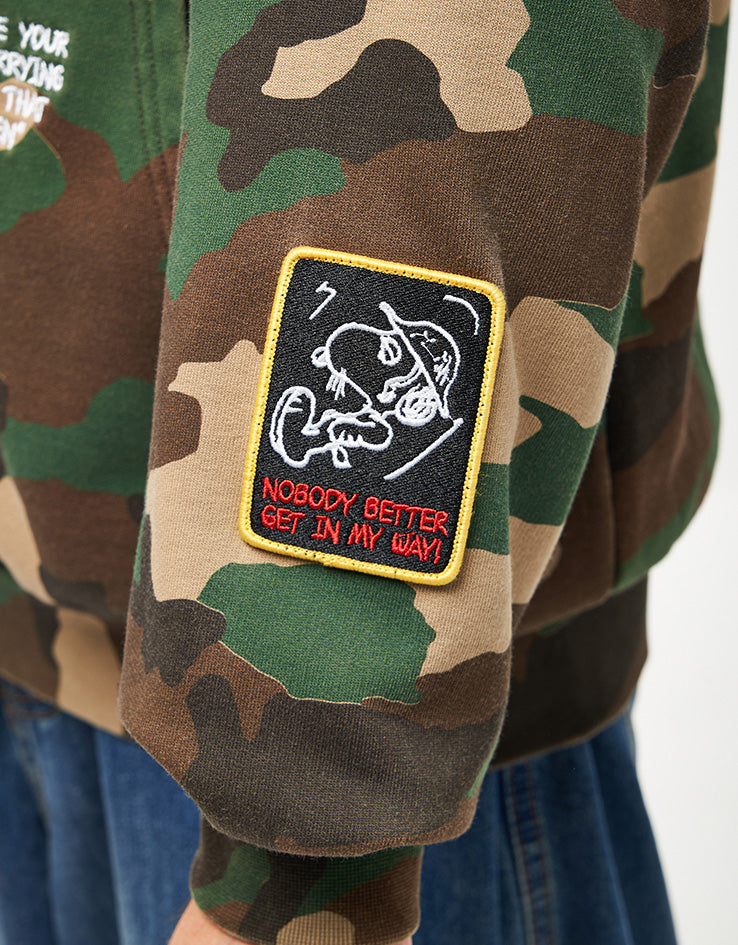 Butter Goods x Peanuts Patches Zip-Thru Hoodie - Washed Camo