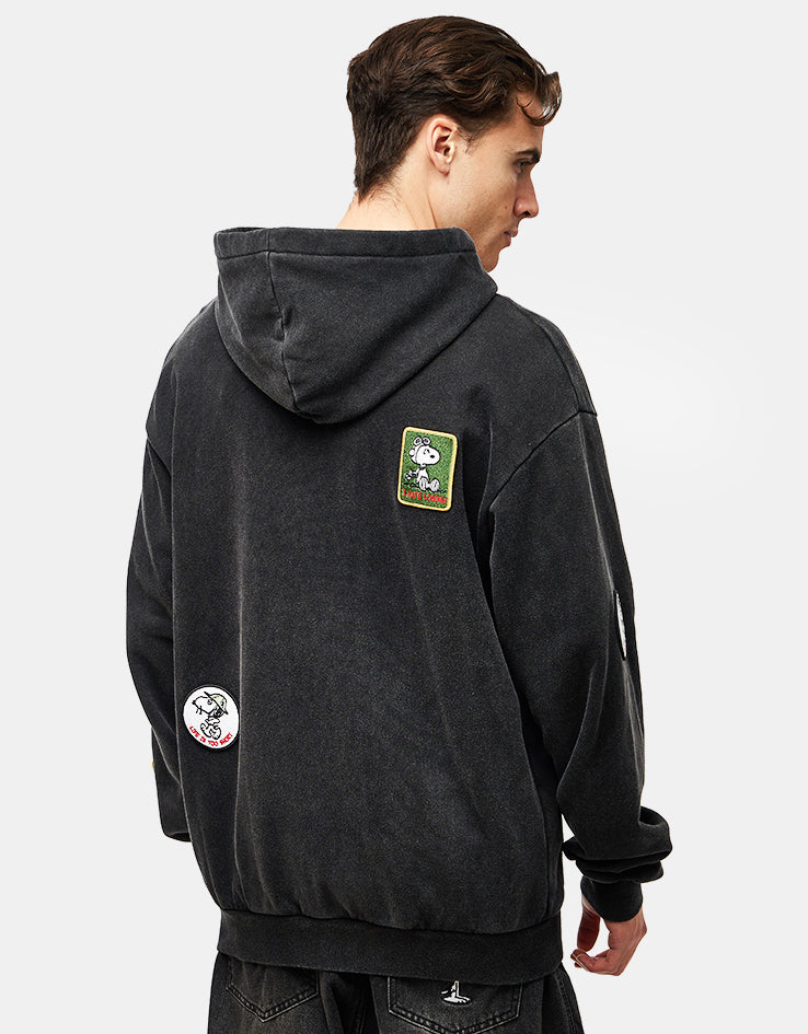 Butter Goods x Peanuts Patches Zip-Thru Hoodie - Washed Black