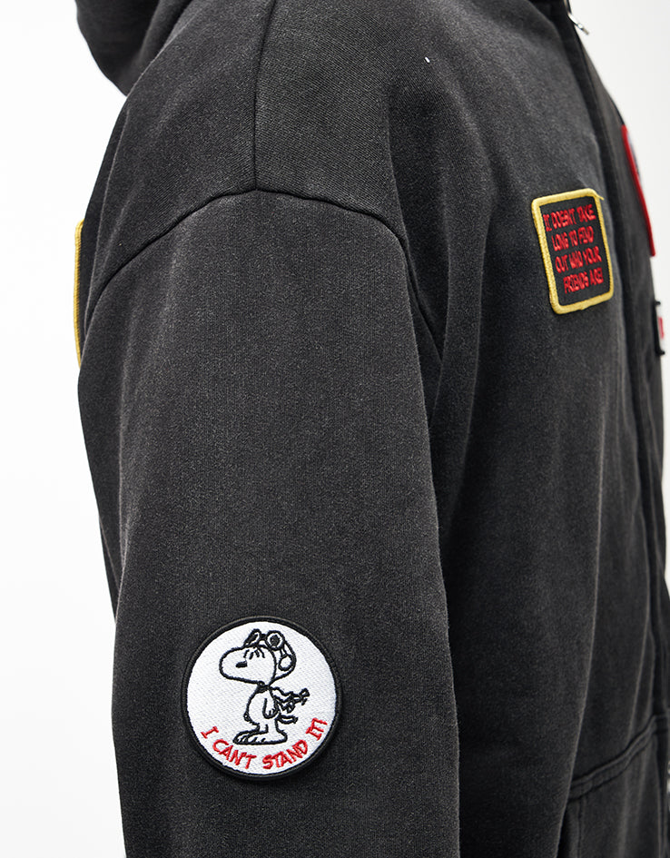 Butter Goods x Peanuts Patches Zip-Thru Hoodie - Washed Black