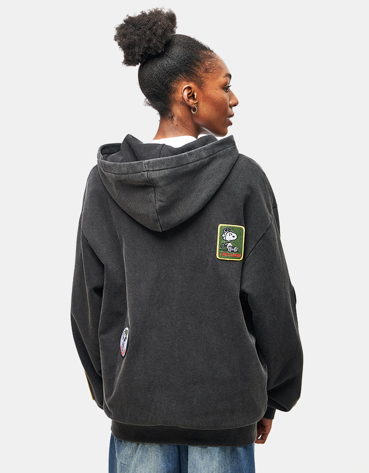 Butter Goods x Peanuts Patches Zip-Thru Hoodie - Washed Black