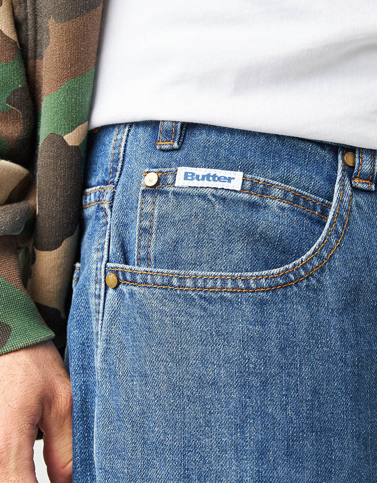 Butter Goods x Peanuts Spike Denim Jeans - Distressed Indigo