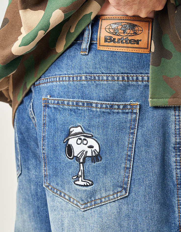 Butter Goods x Peanuts Spike Denim Jeans - Distressed Indigo