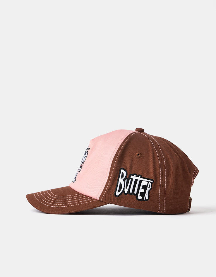 Butter Goods x Peanuts Spike 5 Panel Cap - Brown/Light Pink