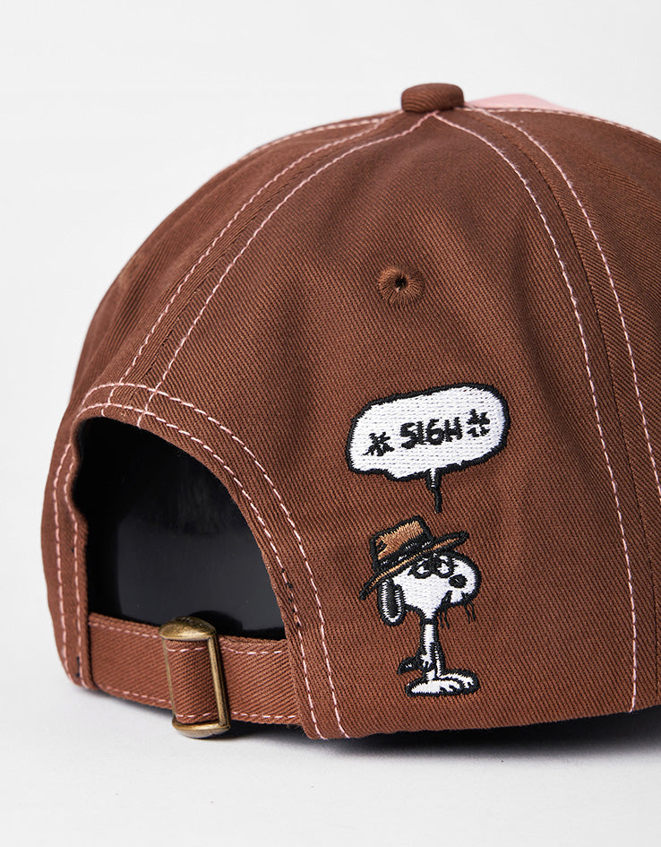 Butter Goods x Peanuts Spike 5 Panel Cap - Brown/Light Pink