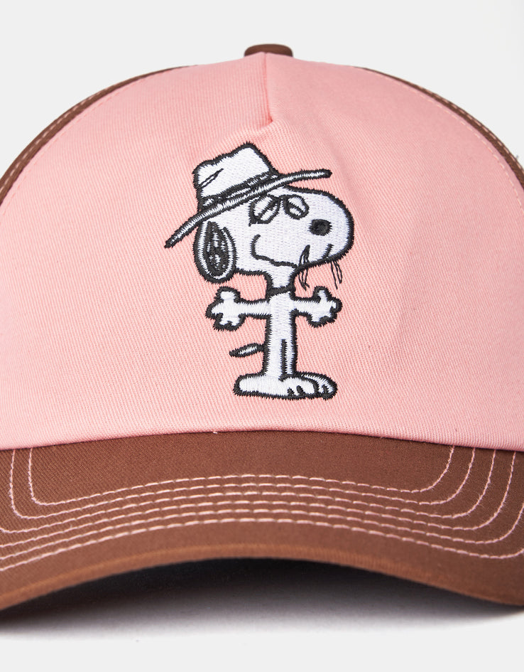 Butter Goods x Peanuts Spike 5 Panel Cap - Brown/Light Pink
