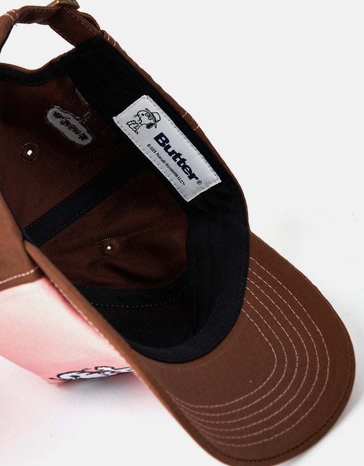 Butter Goods x Peanuts Spike 5 Panel Cap - Brown/Light Pink