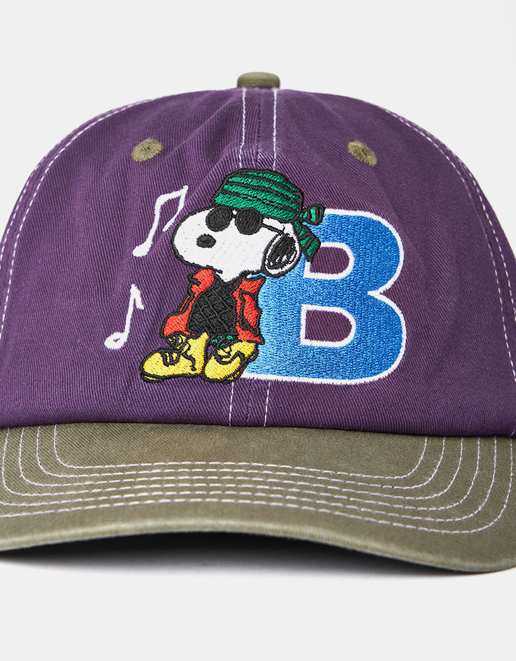 Butter Goods x Peanuts Music Snapback Cap - Washed Purple/Fern