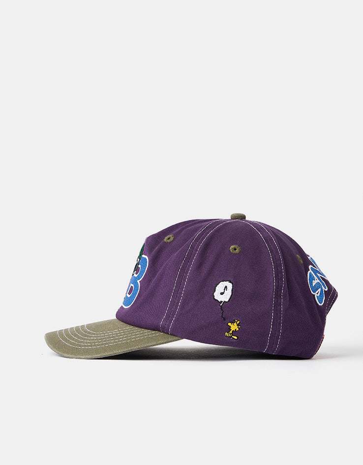 Butter Goods x Peanuts Music Snapback Cap - Washed Purple/Fern