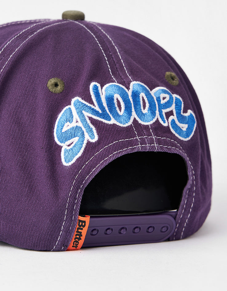 Butter Goods x Peanuts Music Snapback Cap - Washed Purple/Fern