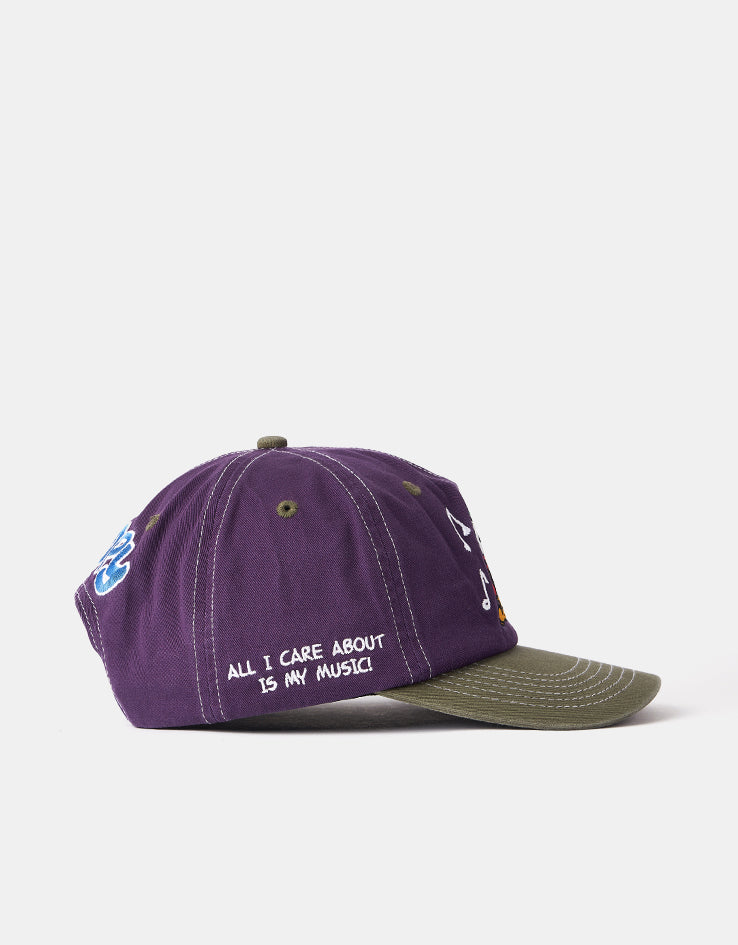 Butter Goods x Peanuts Music Snapback Cap - Washed Purple/Fern