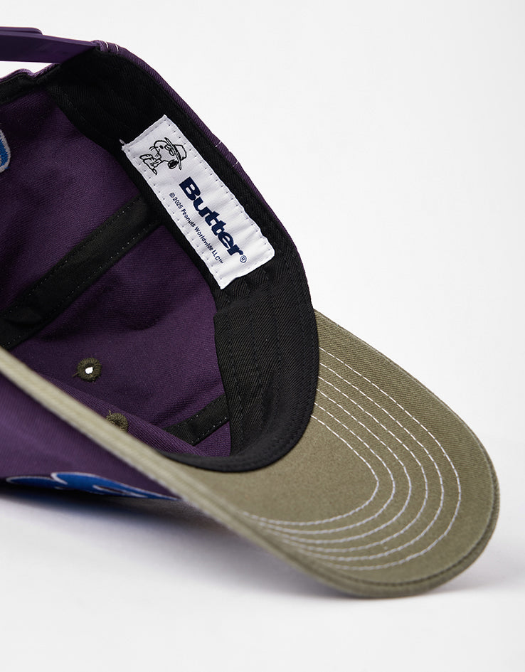 Butter Goods x Peanuts Music Snapback Cap - Washed Purple/Fern