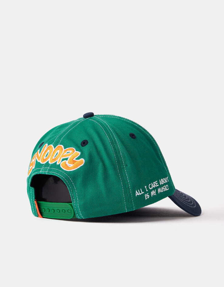Butter Goods x Peanuts Music Snapback Cap - Washed Kelly Green/Navy