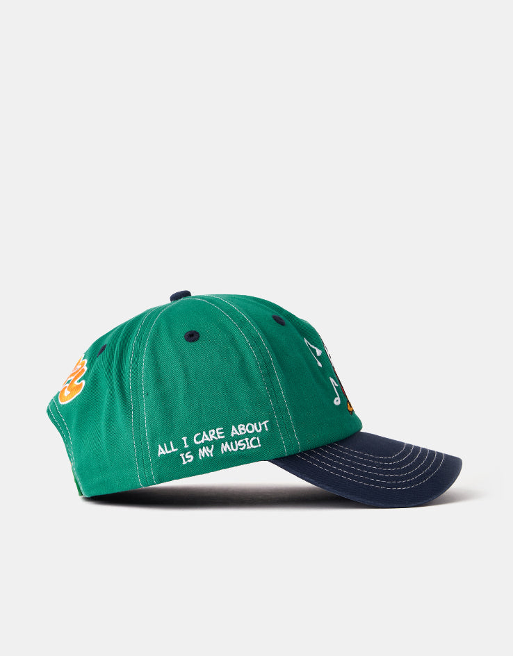 Butter Goods x Peanuts Music Snapback Cap - Washed Kelly Green/Navy
