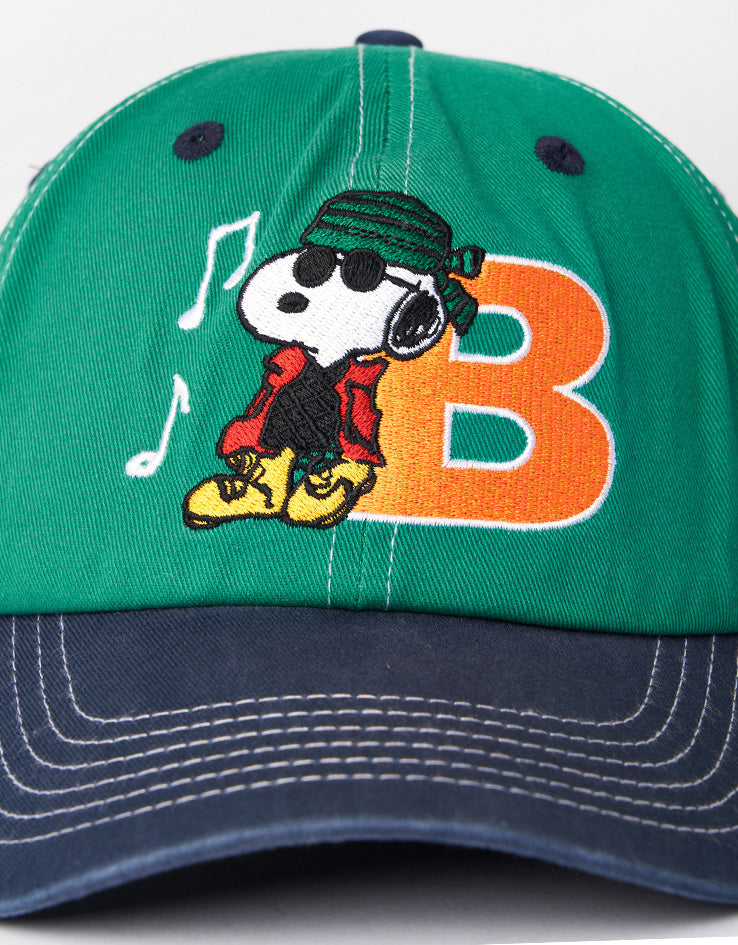 Butter Goods x Peanuts Music Snapback Cap - Washed Kelly Green/Navy