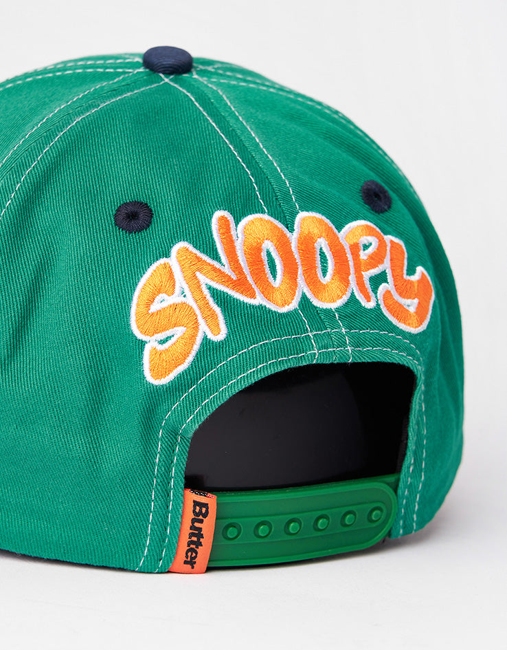 Butter Goods x Peanuts Music Snapback Cap - Washed Kelly Green/Navy