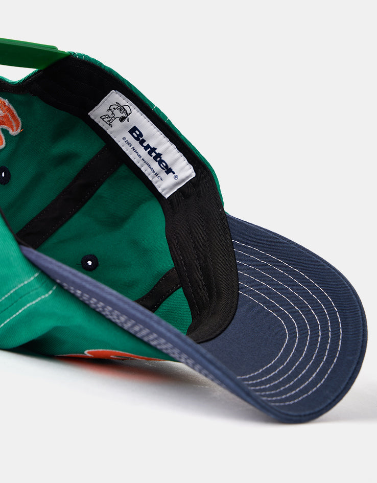 Butter Goods x Peanuts Music Snapback Cap - Washed Kelly Green/Navy