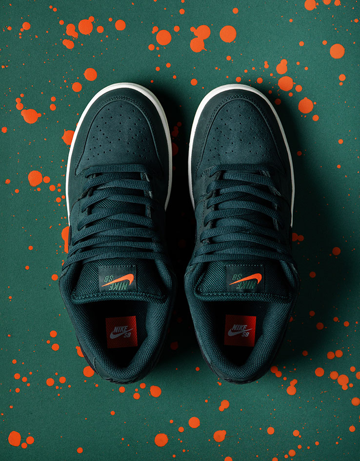 Nike SB Dunk Low Pro ISO Skate Shoes - Deep Fir/Black-Fir-Sail