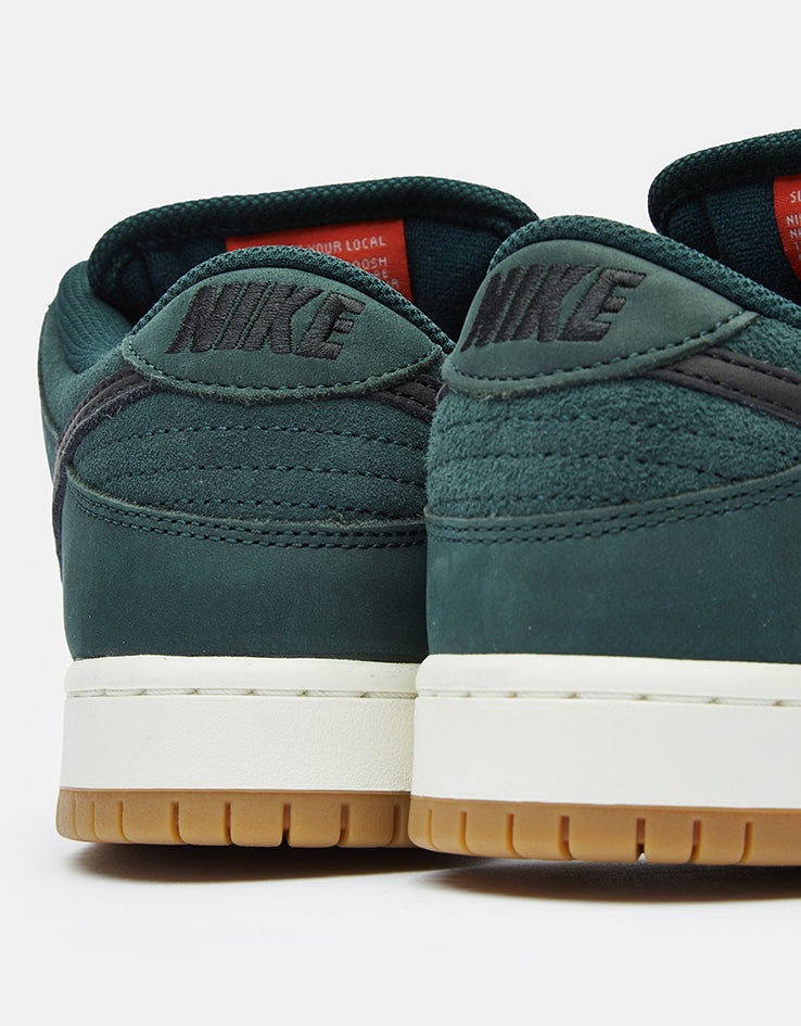 Nike SB Dunk Low Pro ISO Skate Shoes - Deep Fir/Black-Fir-Sail