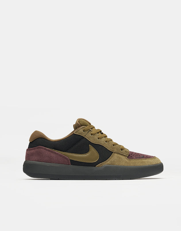 Nike SB Force 58 Skate Shoes - Black/Olive Flak-Burgundy Crush-Off Noir