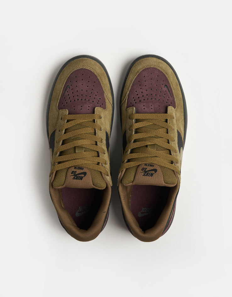 Nike SB Force 58 Skate Shoes - Black/Olive Flak-Burgundy Crush-Off Noir