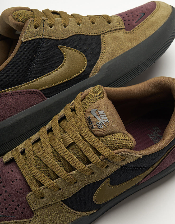 Nike SB Force 58 Skate Shoes - Black/Olive Flak-Burgundy Crush-Off Noir