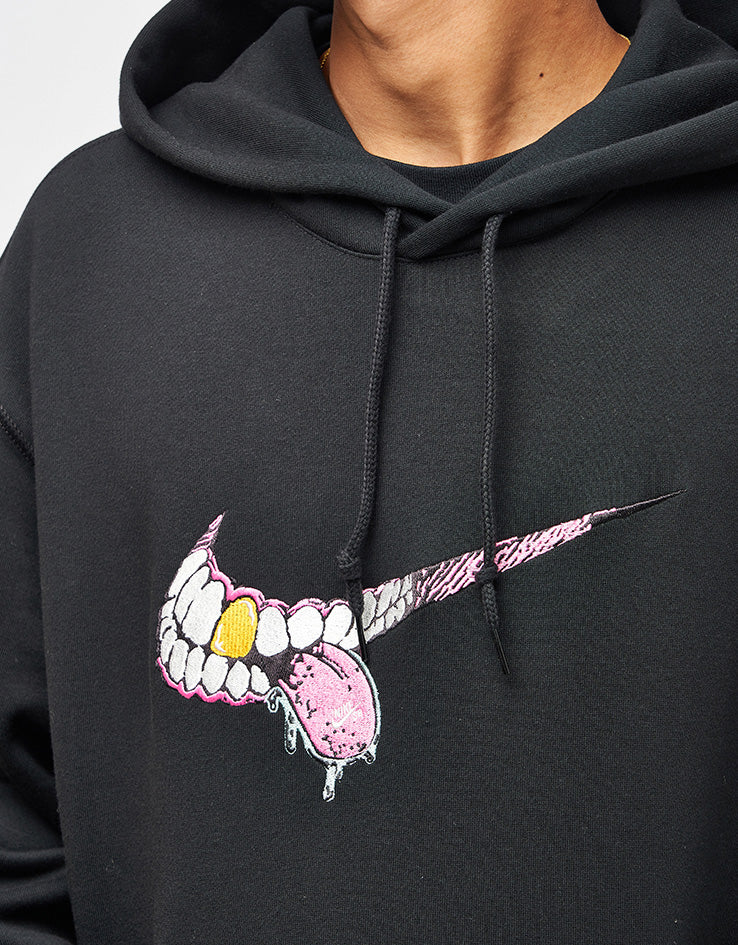 Nike SB Swoosh Grill Pullover Hoodie - Black/White
