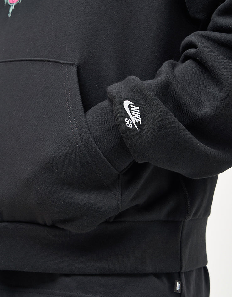 Nike SB Swoosh Grill Pullover Hoodie - Black/White