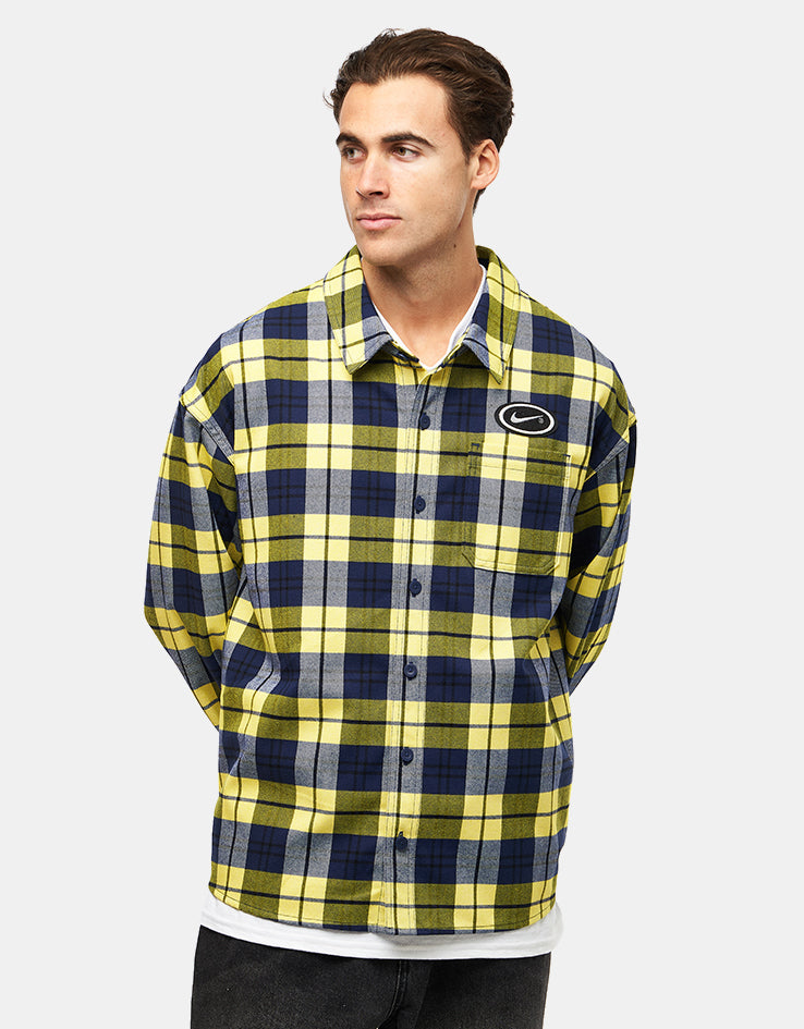 Nike SB Koston L/S Flannel Shirt - Midnight Navy/Speed Yellow
