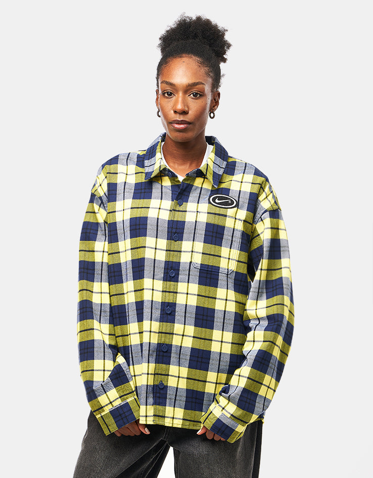 Nike SB Koston L/S Flannel Shirt - Midnight Navy/Speed Yellow