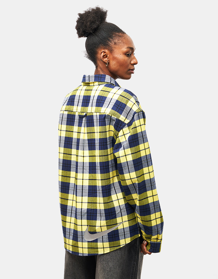 Nike SB Koston L/S Flannel Shirt - Midnight Navy/Speed Yellow