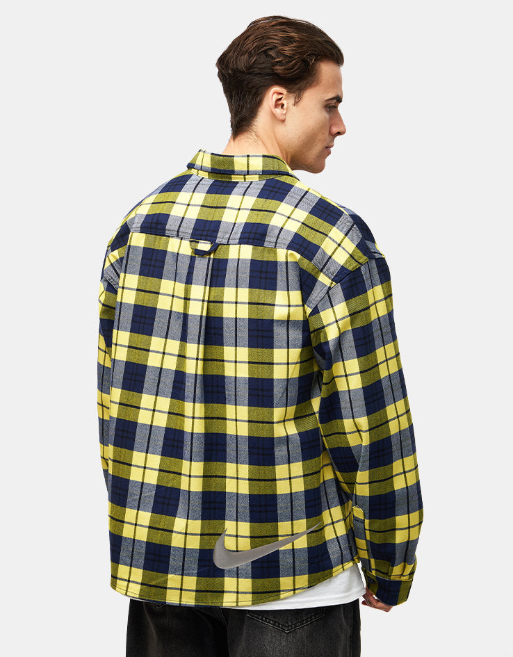 Nike SB Koston L/S Flannel Shirt - Midnight Navy/Speed Yellow