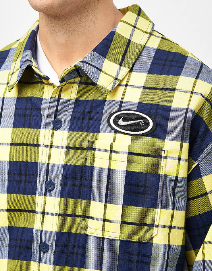 Nike SB Koston L/S Flannel Shirt - Midnight Navy/Speed Yellow