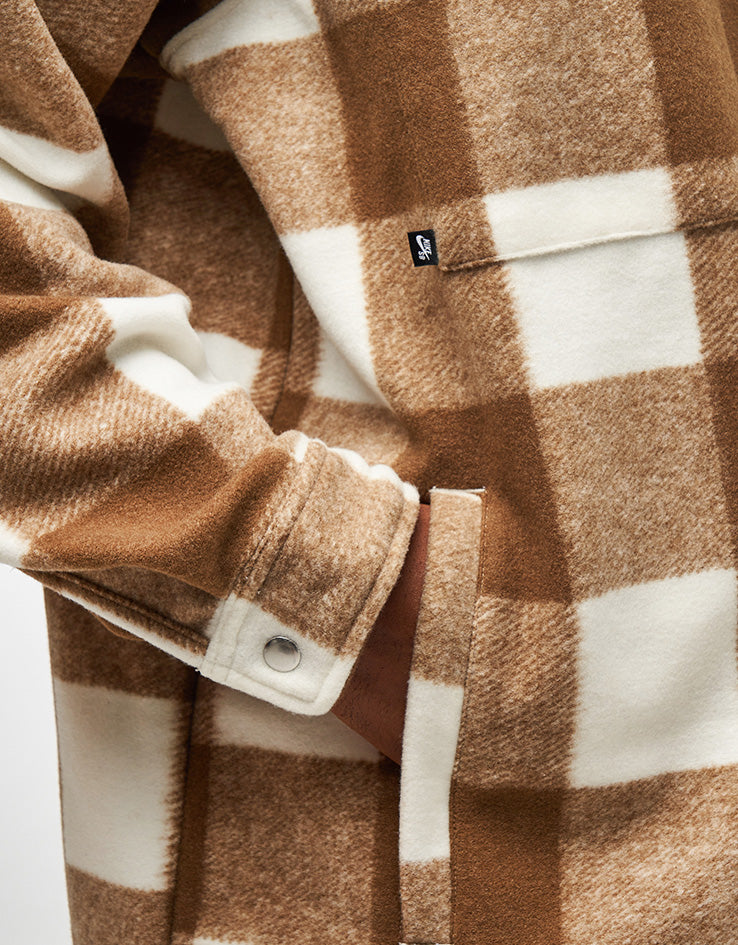 Nike SB Essential Flannel Shacket - Sail/Mosswood Brown/White