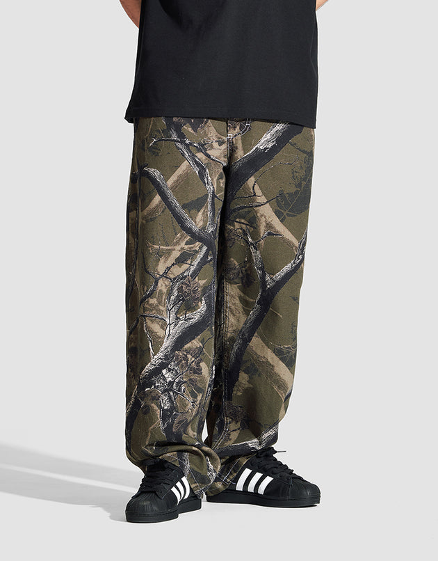 Route One Super Baggy Canvas Pants - Tree Camo (Green)