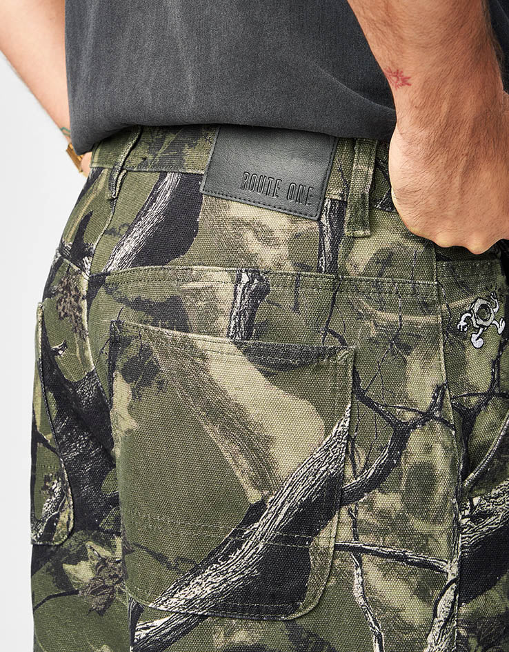 Route One Super Baggy Canvas Pants - Tree Camo (Green)