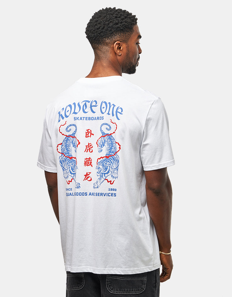 Route One Crawling Tiger Organic T-Shirt - White