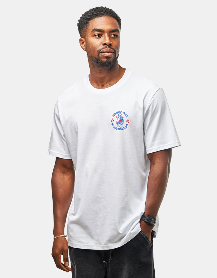 Route One Crawling Tiger Organic T-Shirt - White