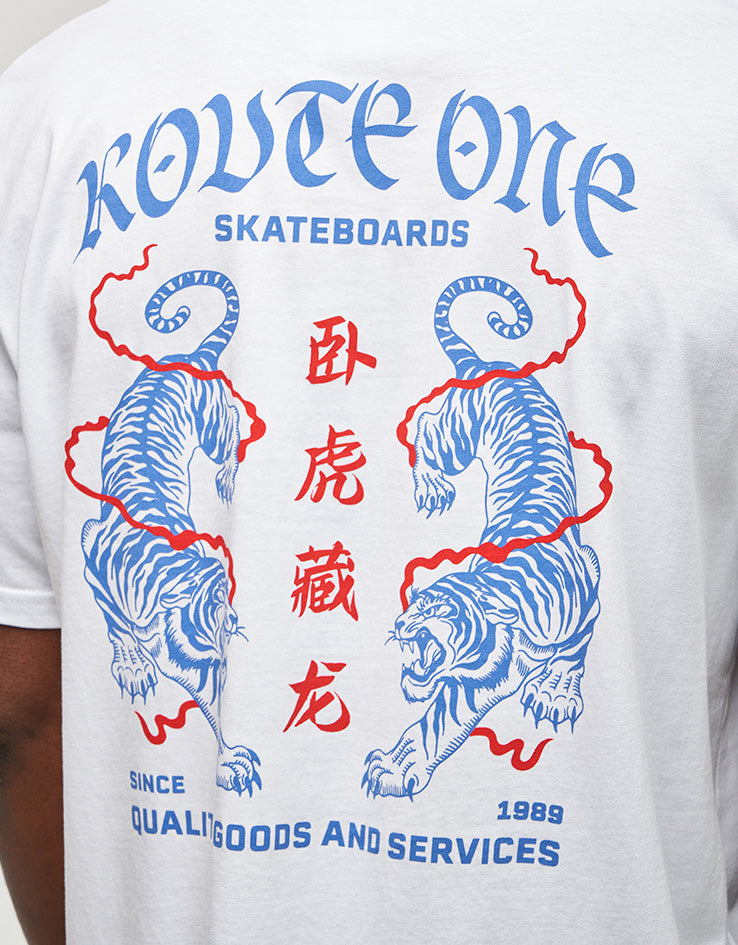 Route One Crawling Tiger Organic T-Shirt - White